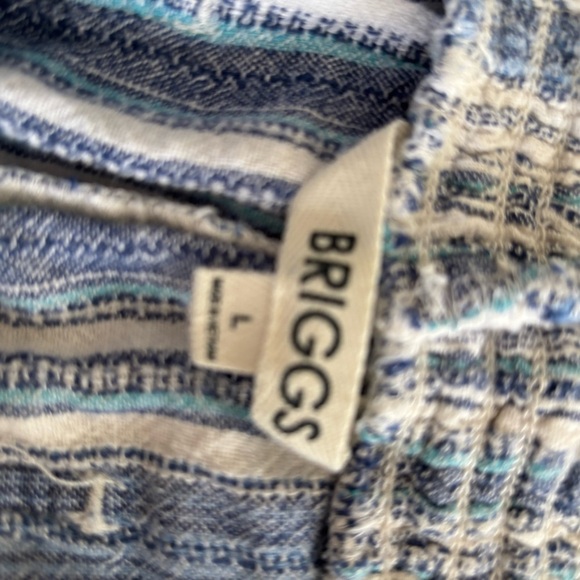 Briggs New York Linen Blue and White Striped Shorts - Picture 6 of 10